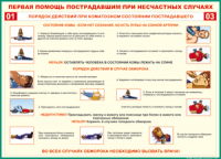 Таблица "Порядок действий при коматозном состоянии пострадавшего" (100х140 сантиметров, винил) - fgospostavki.ru - Балахна