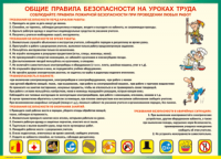 Таблица "Общие правила безопасности на уроках труда" (100х140 сантиметров, винил) - fgospostavki.ru - Балахна