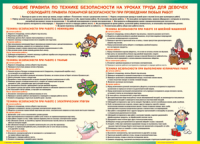 Таблица "Правила безопасности на уроках труда для девочек" (100х140 сантиметров, винил) - fgospostavki.ru - Балахна