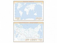 Фрагмент (демонстрационный) маркерный (двухсторонний) "Карта мира и Российской Федерации" (немая) с комплектом тематических магнитов - fgospostavki.ru - Балахна