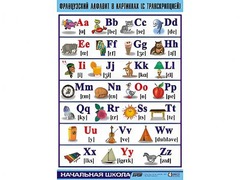 Таблица демонстрационная "Французский алфавит в картинках" (с транскрипцией) (винил 100*140) - fgospostavki.ru - Балахна