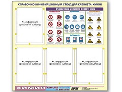 Стенд информационный "Правила техники безопасности в кабинете химии" (80х75, 4 кармана) - fgospostavki.ru - Балахна