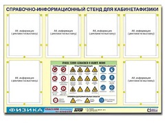 Стенд информационный "Правила техники безопасности в кабинете физики" (80х110, 6 карманов) - fgospostavki.ru - Балахна