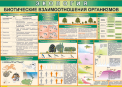 Таблица "Биотические взаимоотношения организмов" (100х140 сантиметров, винил) - fgospostavki.ru - Балахна