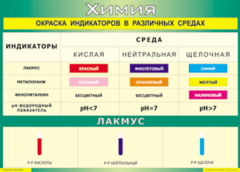 Таблица "Окраска индикаторов в различных средах" (100х140 сантиметров, винил) - fgospostavki.ru - Балахна