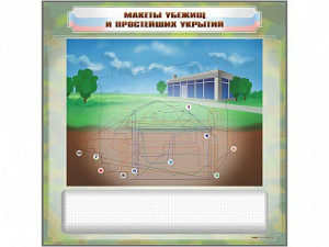 Магнитно-маркерная доска "Макеты убежищ и простейших укрытий" с комплектом фолий и тематических магнитов - fgospostavki.ru - Балахна