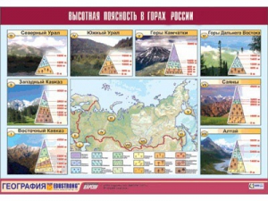 Таблица демонстрационная "Высотная поясность в горах России" (винил 70*100) - fgospostavki.ru - Балахна