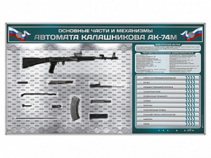Электрифицированный стенд "Основные части и механизмы автомата Калашникова АК-74М" с полноразмерными, оригинальными макетами деталей и механизмов под стеклом - fgospostavki.ru - Балахна