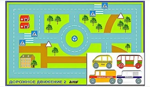 Игровой коврик "Дорожное движение - 2" с набором транспортных средств - fgospostavki.ru - Балахна