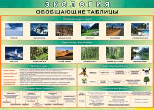 Таблица "Экология. Обобщающие таблицы" (100х140 сантиметров, винил) - fgospostavki.ru - Балахна