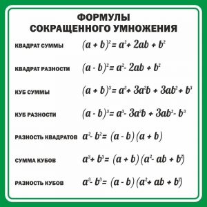Стенд "Формулы сокращенного умножения" Вариант 2 - fgospostavki.ru - Балахна