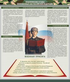 Стенд "Уставы. Закон военной службы. Военная присяга" - fgospostavki.ru - Балахна