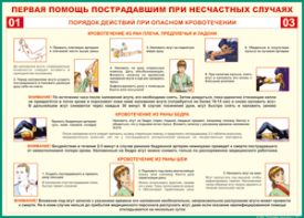 Таблица "Порядок действий при опасном кровотечении" (100х140 сантиметров, винил) - fgospostavki.ru - Балахна