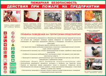 Таблица "Действия при пожаре на предприятии" (100х140 сантиметров, винил) - fgospostavki.ru - Балахна