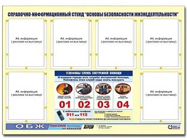 Стенд информационный "Основы безопасности жизнедеятельности" (80*110, 6 карманов) - fgospostavki.ru - Балахна