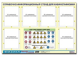 Стенд информационный "Правила техники безопасности в кабинете физики" (80х110, 6 карманов) - fgospostavki.ru - Балахна