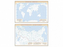 Фрагмент (демонстрационный) маркерный (двухсторонний) "Карта мира и Российской Федерации" (немая) с комплектом тематических магнитов - fgospostavki.ru - Балахна